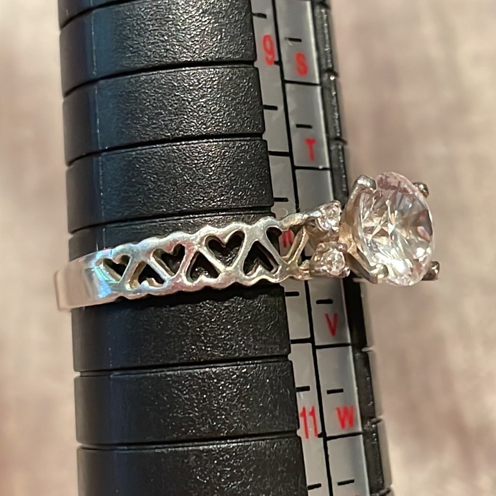 Sterling Silver Heart Engagement Ring 925 Size 10 - Picture 5 of 8